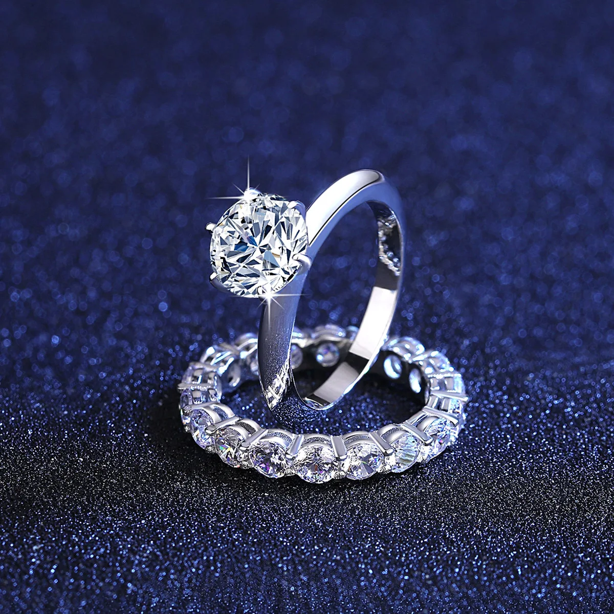 wholesale stackable 925 sterling silver moissanite wedding ring