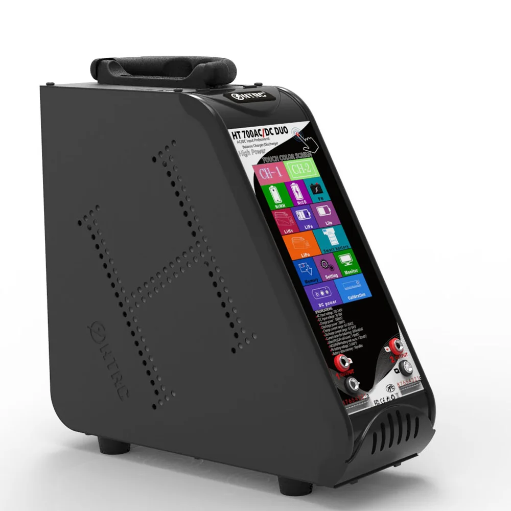 HTRC HT700 DUO AC/DC 350W*2 20A*2 Dual Port Vertical RC Toy Lipo Battery Balance Charger Discharger For 1-8s Lilon/LiPo Battery