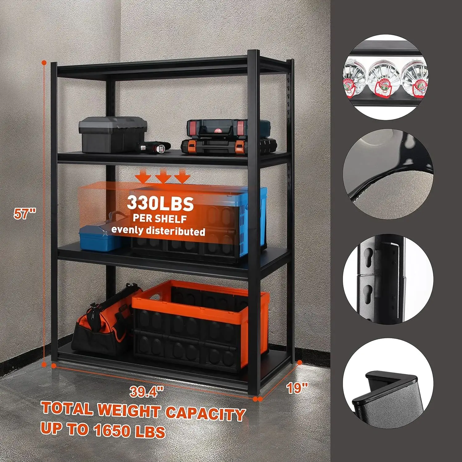 Steel Adjustable Shelves Unit Metal Boltless Rivet Storage Racking Shelf For Kitchen