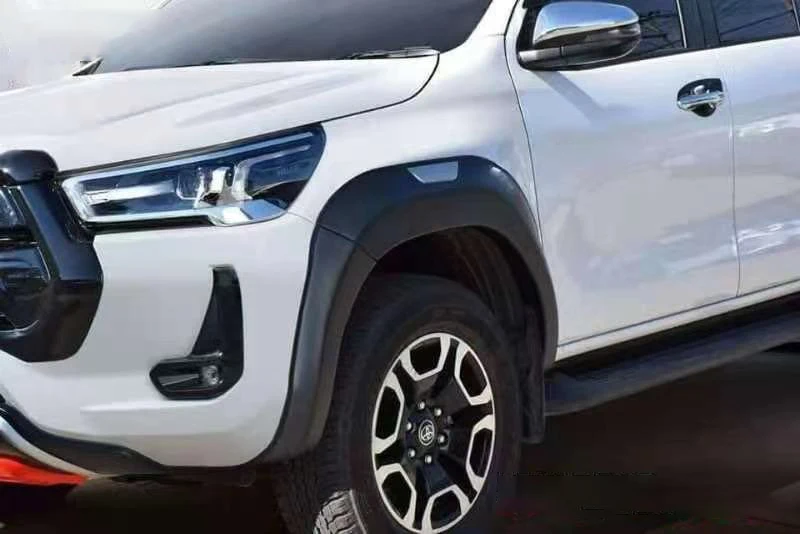 Автомобильные запчасти 4X4 оригинальные аксессуары Длинные колесные брови для Toyota Hilux Revo 2021 + черные щитки крыльев