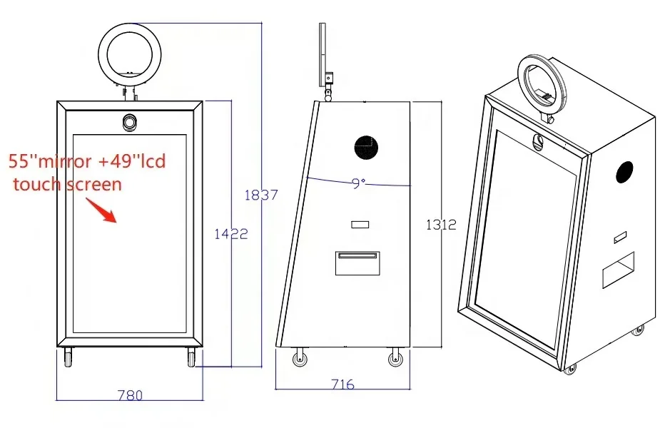 ANGE  Photo Booth mirror photo booth magic mirror with case photo booth with printer selfie touch screen