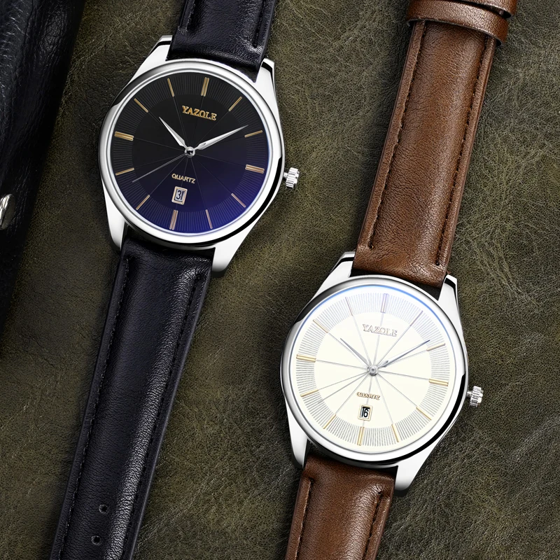 YAZOLE D 585 Classic Blue ray Men Watches Wholesale Waterproof Calendar Male Wrist watches Custom OEM Quartz Watches