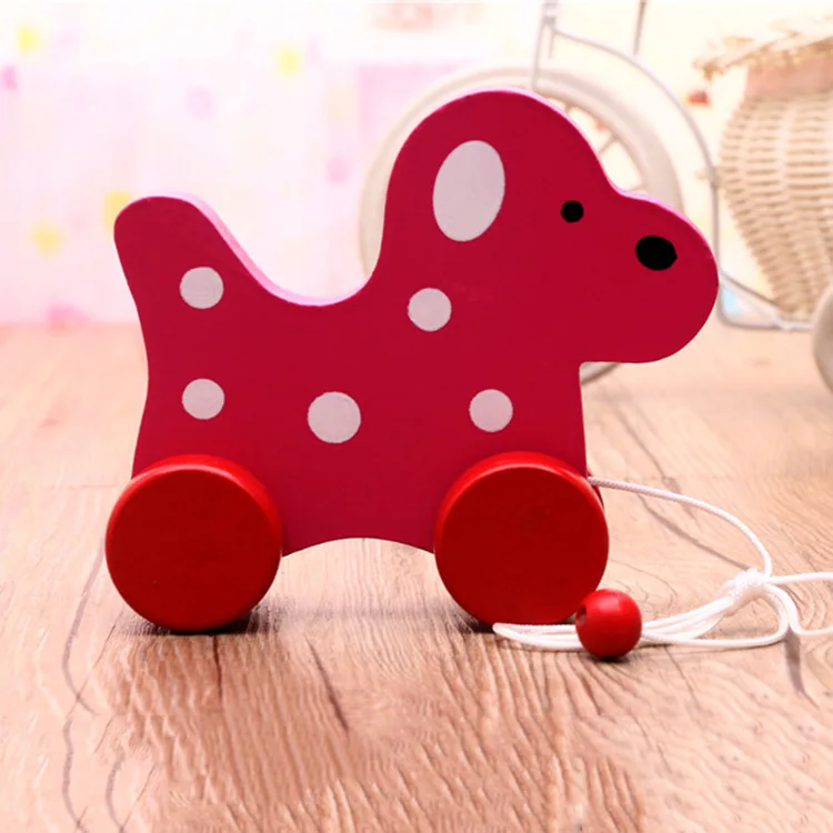 FQ brand Wooden toys Rabbit Knock the Drum Drag Car Creative Educational Push and Pull Toy for Baby Toddlers