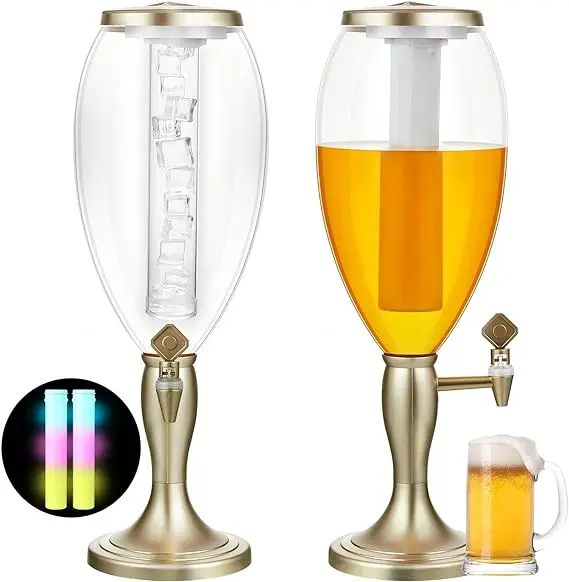 Beer Tower Dispenser with Ice Pipe and LED Light oz Mimosa Drink Dispenser with Tap Margarita Drink Tower for Party Home