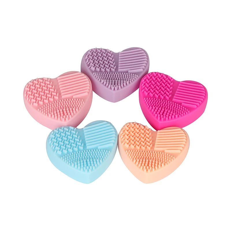 
Accept Oem Wholesales Fashion Design Heart Silicone Makeup Brush Cleaning Cleaner Mat 