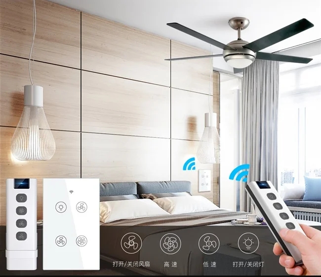 Умный выключатель потолочного вентилятора Moeshouse с Wi-Fi и радиочастотным управлением 2/3 позиций управления умным жизнью дистанционное управление через приложение работает Alexa