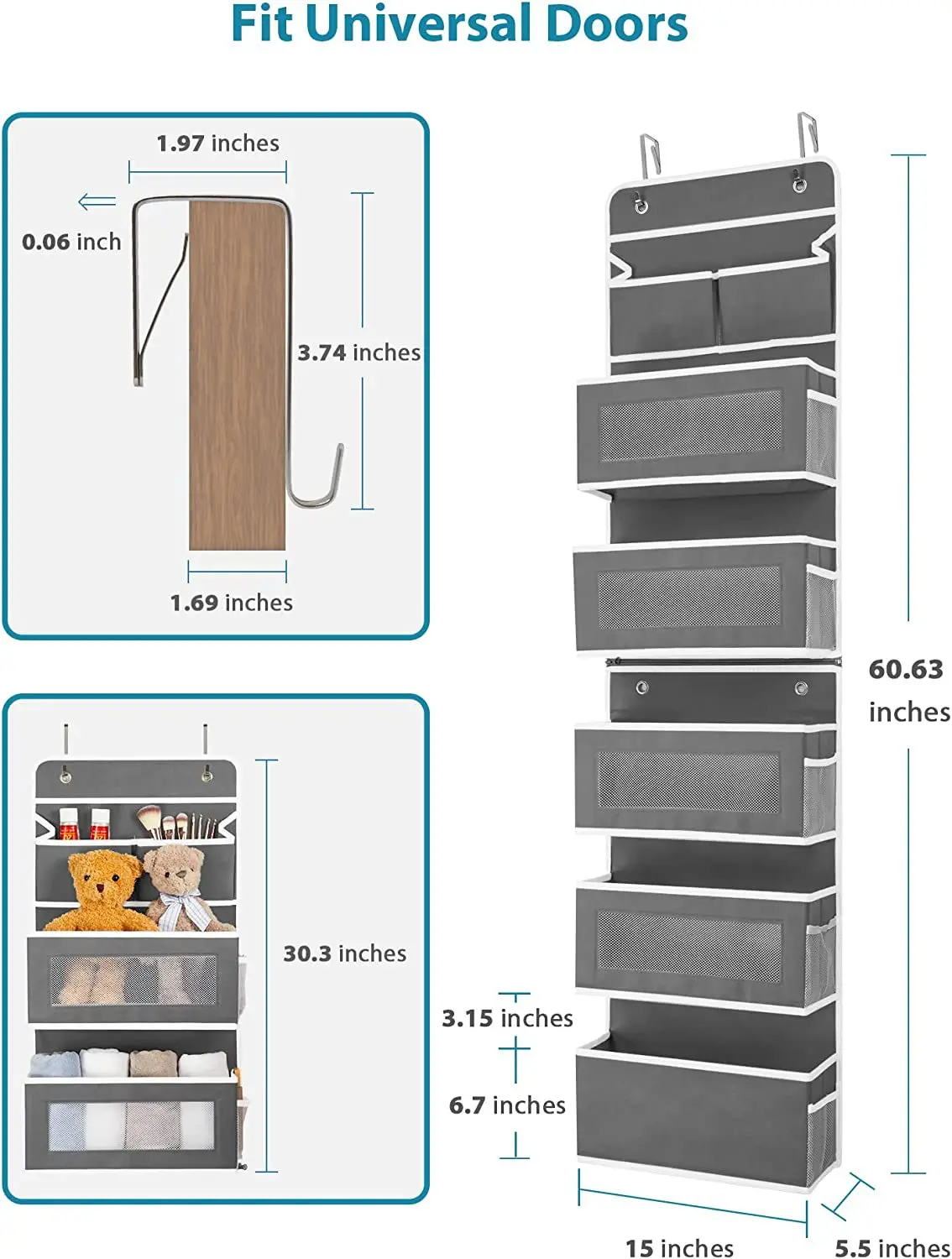 6-layer Detachable Non-woven Door For Storage Hanging Bag For Miscellaneous Items Hanging Bag For 6 Compartments Behind The Door