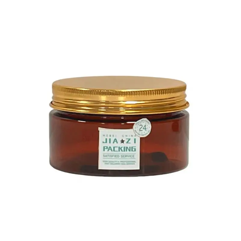 100ml 150ml 200ml 250ml 300ml 8oz cosmetic cream hair gel food scrub butter container amber PET plastic jar with black screw lid