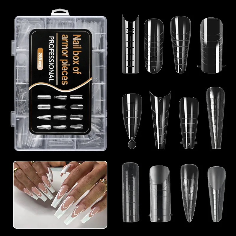 Acrylic Soft Gel Nail Tips Clear Transparent 288 Pcs Full And Half False Artificial Nail Tips For Extension