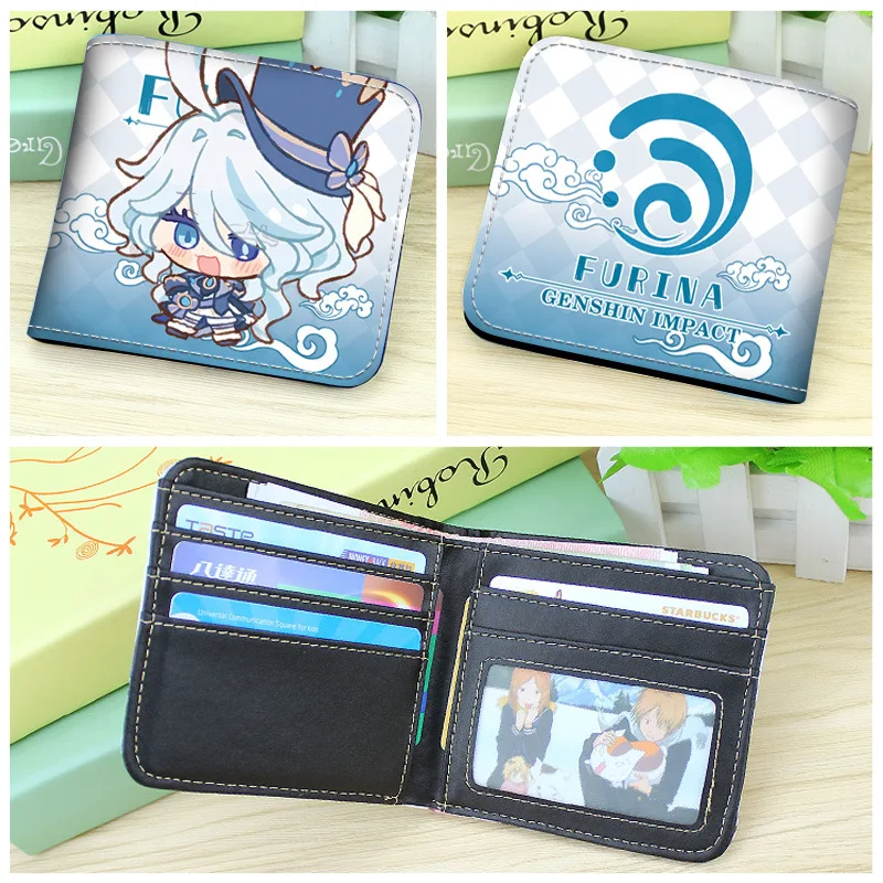 Anime Cartoon Anime Zhongli Barbatos Game Short Coin Purse Genshin Impact Wallet