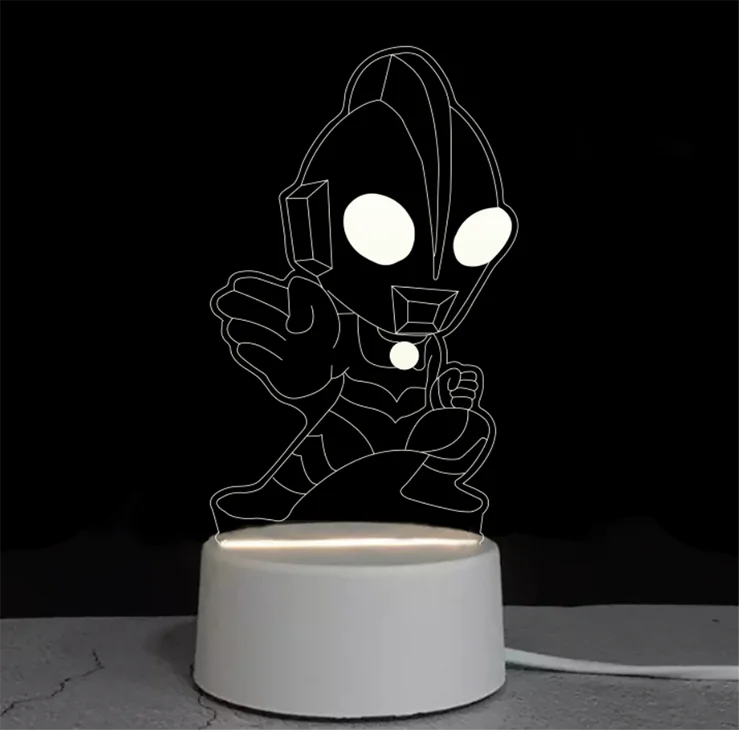 2024 Hot sale warm light bedroom 3D night light 3D cartoon kids USB bedside lamp table lamp