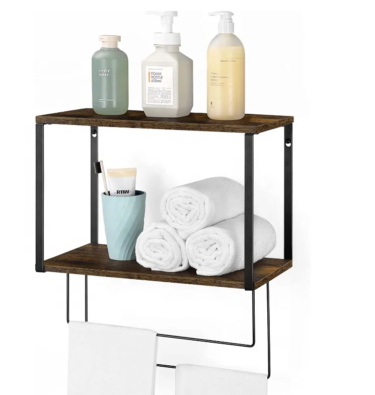 Arritec 2 яруса отель деревенский деревянный стойка для полотенец ванной комнаты настенный плавающий Стеллаж с