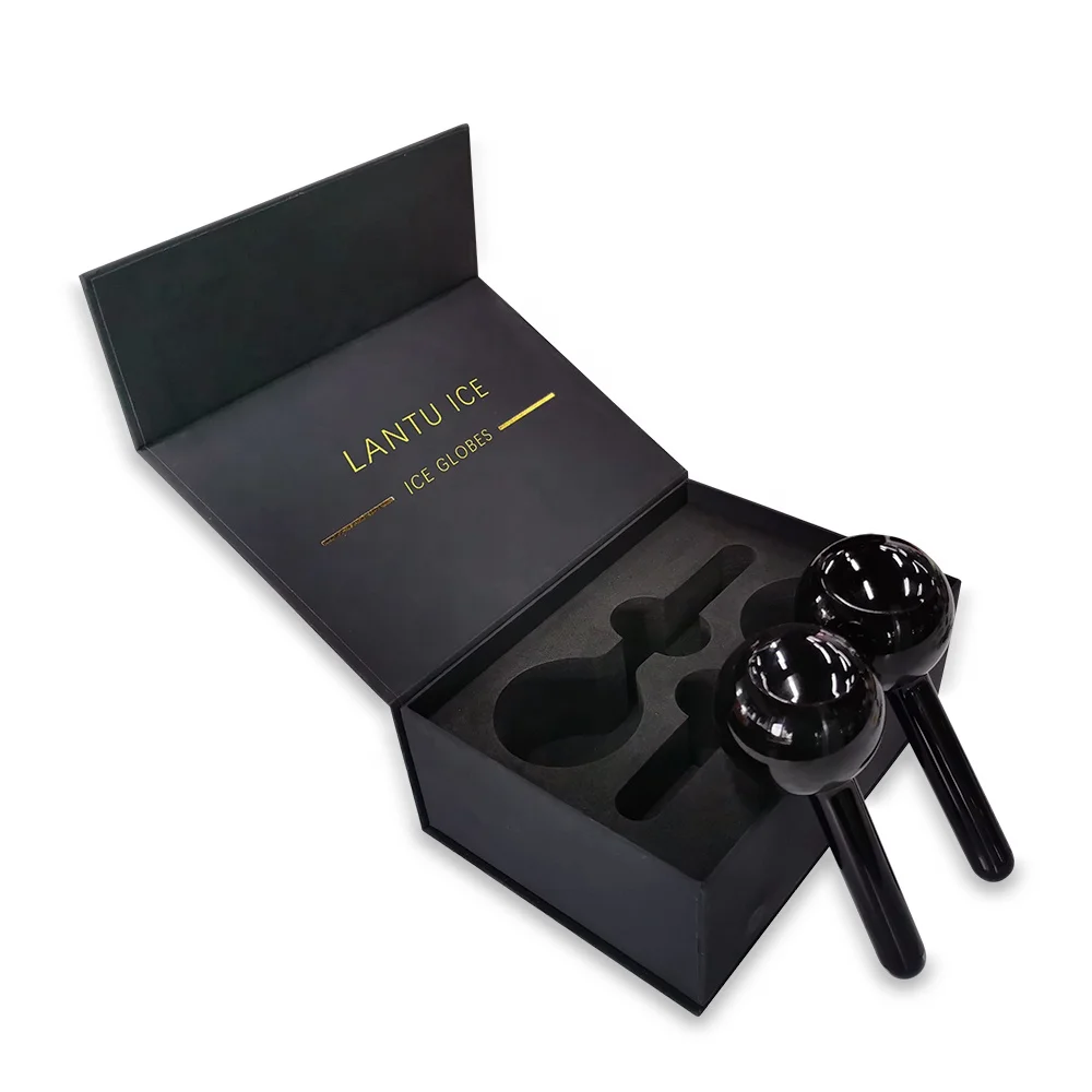 Black gel facial ice globes for massage beauty care cold cryotherapy face ice roller reduce swelling darkcirles