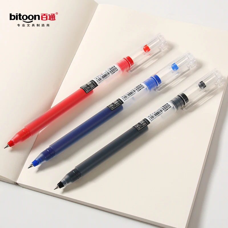 Wholesale Large Capacity 0.5mm Gel Pen with Custom Logo School Supplies in Black Blue Red Colors Cheap Plastic Signature Pen
