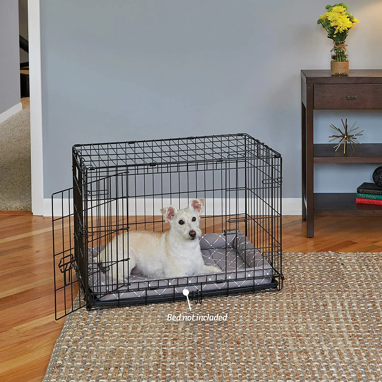 Wholesale Pet Cages Durable Outdoor Indoor Black Metal Large Iron XXL Dog Crate 107cm in Living Room with Divider
