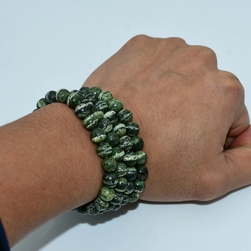 Vintage Style Green Zebra Jasper Beaded Bracelet 6/8/10mm Sizes Wedding Engagement Buddhism Party Fashion Jewelry Gift