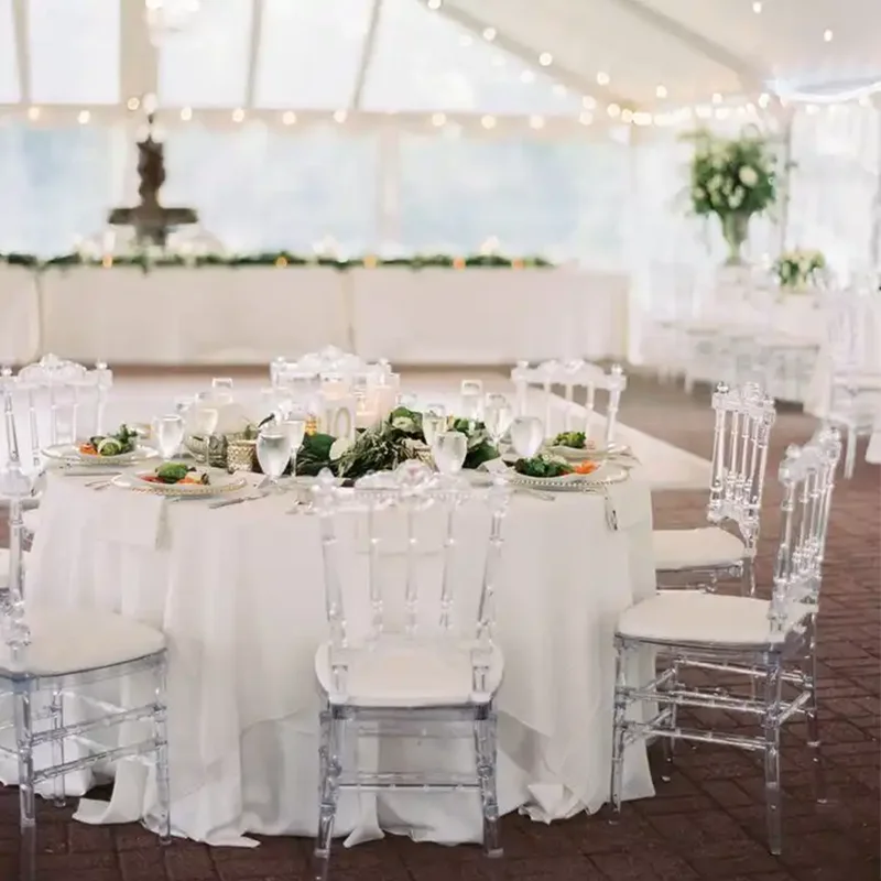 Modern Stackable Clear Transparent Acrylic Ghost Resin Tiffany Chair For Banquet Dining Hotel Outdoor Park Wedding Events