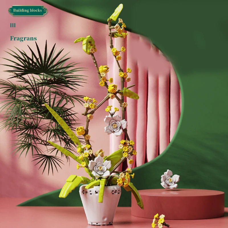 Diy Brick Decoration Flower Bouquet Building Block for Home Decor Gift Assembly Toy for Girl Flower Construction Brick Set