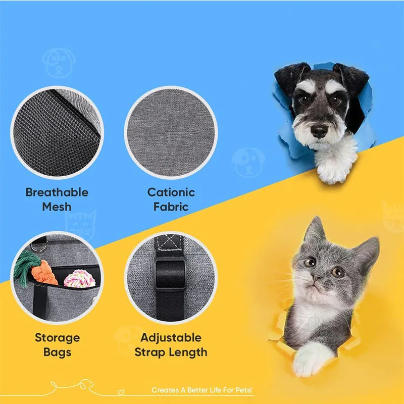 Customized Pet Carrier Dog Booster Oxford Mesh Breathable Foldable Pet Car Safety Seat for Dogs and Cats Pet Car Seat Cushion