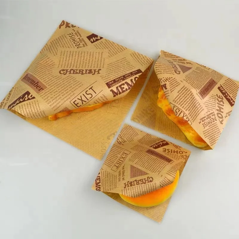 Wholesale custom logo printed grease proof white food burger snack paper packaging bag disposable wax donut paper bag