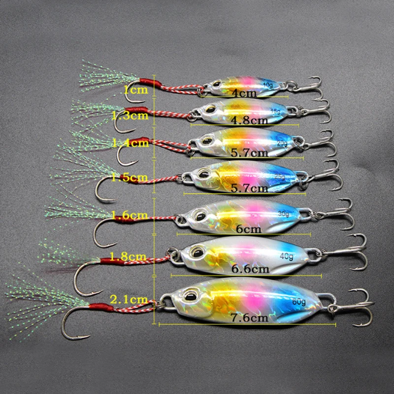 10g 15g 20g 25g 30g 40g 60g Colorful Japanese Fishing Lure Lead Jigging Saltwater Pesca Casting Mini Micro Metal Jigs