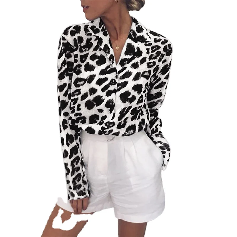 
New spring and autumn Long sleeve leopard print Chiffon Shirt /blouses 