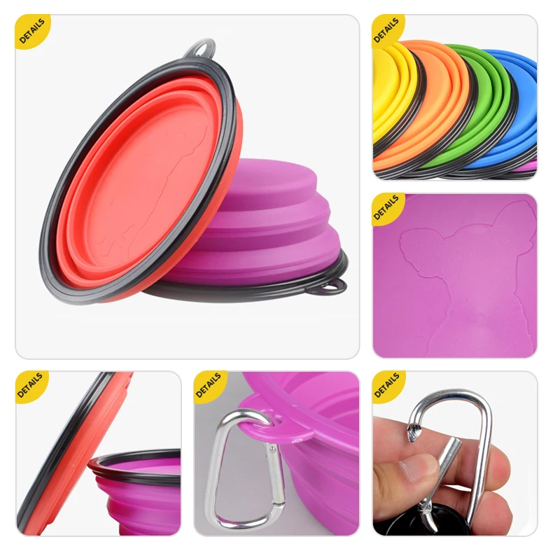 Custom Portable Dog Water Bowl Luxury Foldable Silicone Collapsible Dog Feeding Food Bowl