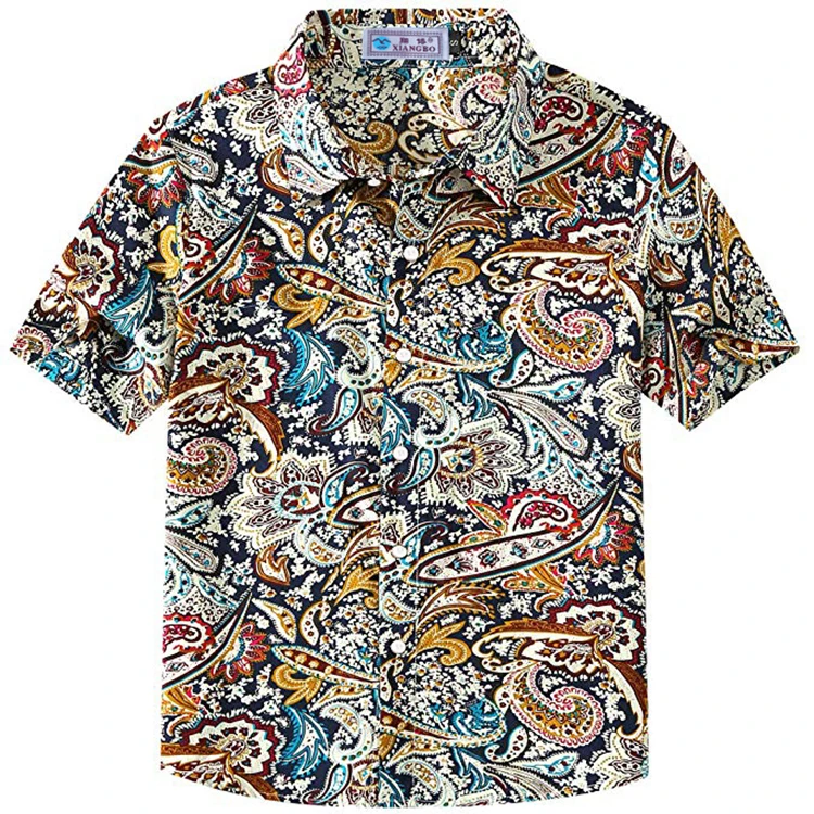 Повседневная рубашка с короткими рукавами и принтом пейсли для мальчиков