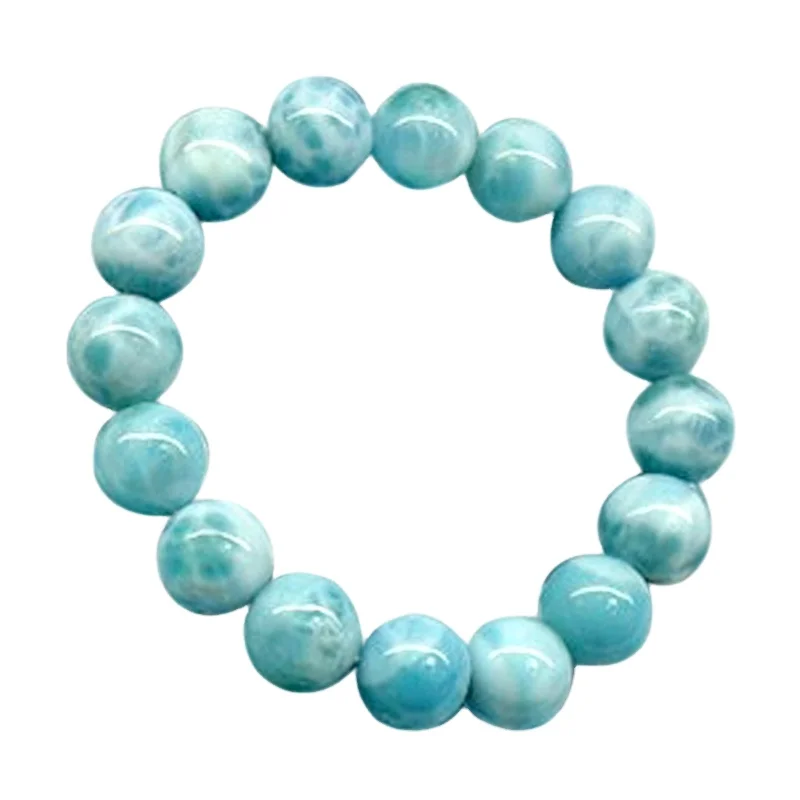 Larimar round beaded bracelet blue larimar stone bracelet for sale