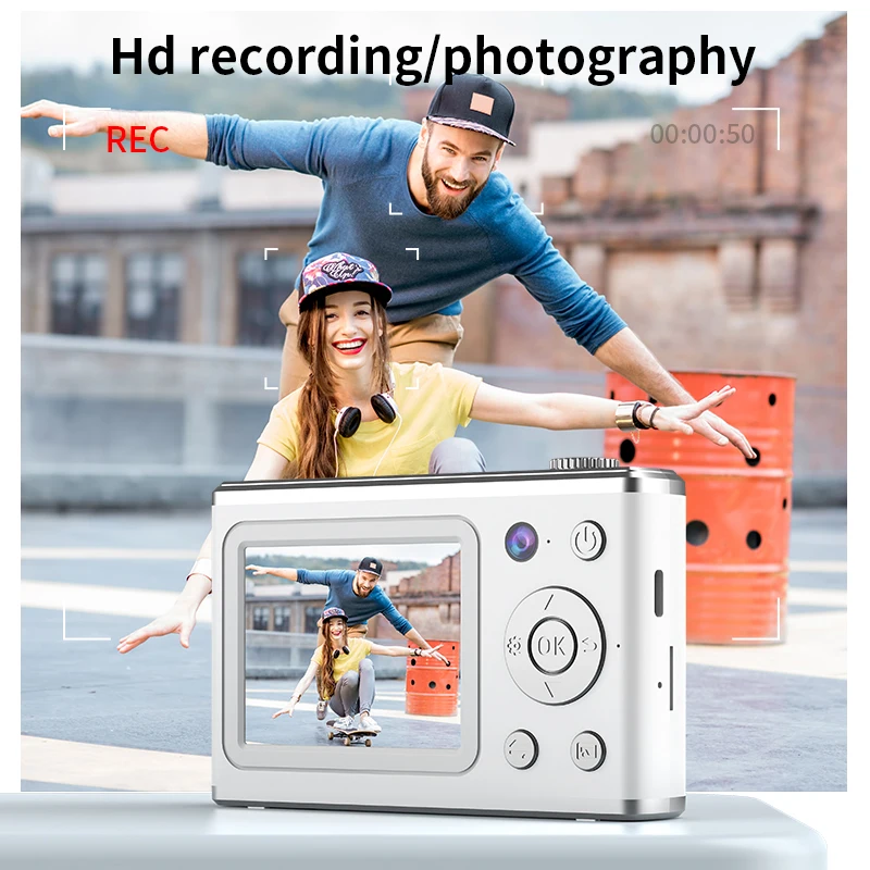 CCD New Design Double Lens 2.4' TFT Color Display Video Digital Camera with Dual Display Student Digital Still Compact Camera