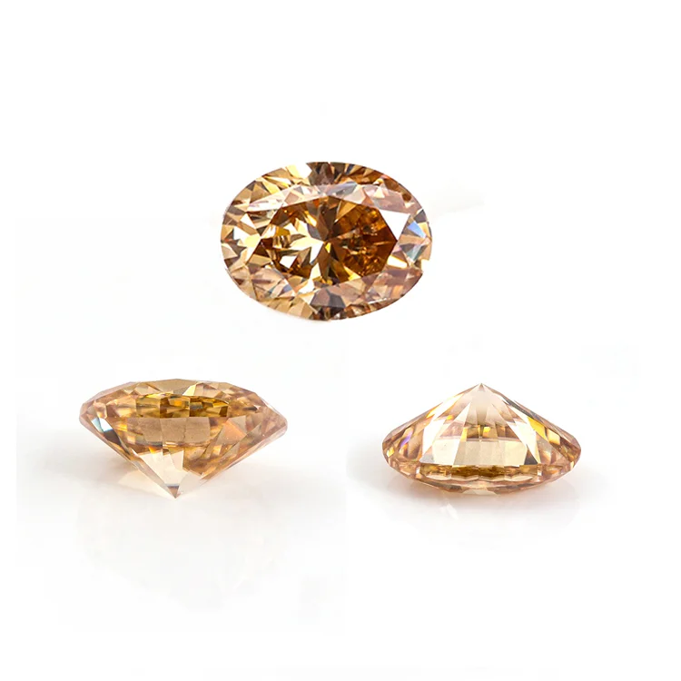 Jewelry Champagne Oval Stone DIY Moissanite Diamond Ring High Quality  Champagne 5*7mm Oval Cut Loose Moissanite