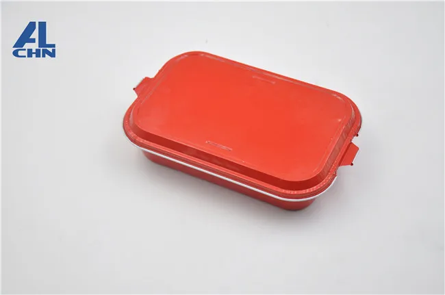 400ML/14oz  Disposable Rectangular White Lacquer Food Grade Airline Aluminum Foil Trays With Aluminum Foil Lids