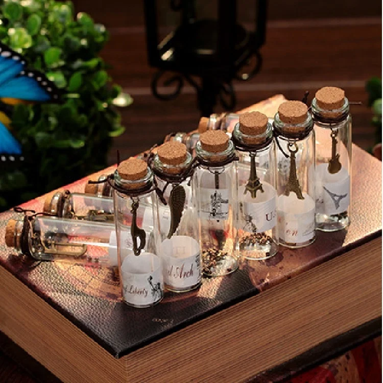 
Whish Bottles Mini Test Borosilicate Tube Glass Bottle WIth Cork And Aluminum Screw Cap 