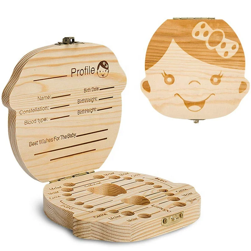 Natural Wood Crafts Boys Girls Gifts Baby First Tooth Lanugo Saver Kids Wooden Baby Tooth Box