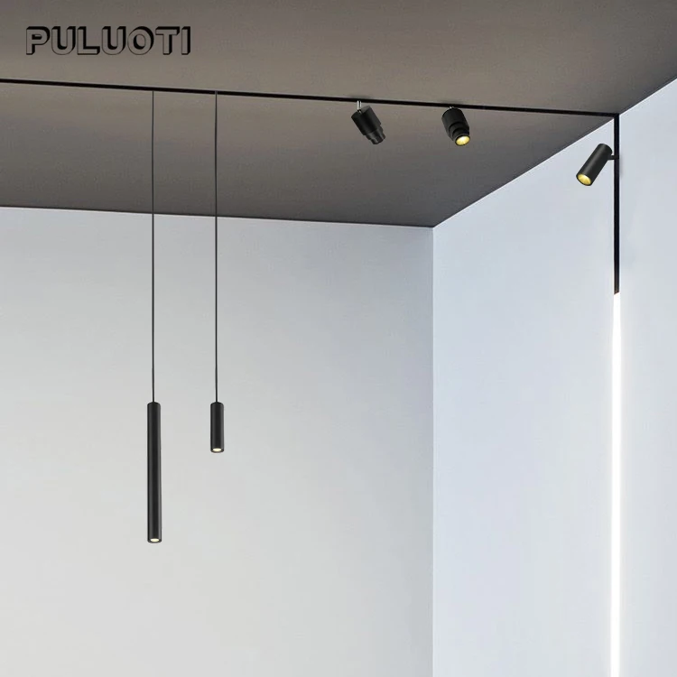 Puluoti New arrival magnetic segmented luxury decorative hanging black living room nordic modern led chandelier lamp (1600072810406)