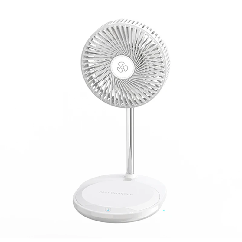 Hot Selling 2 in 1 Portable Mini Desk Fan with Wireless Charger Three Speed Touch Adjustment Control Table Fan