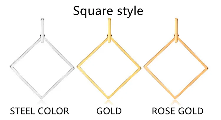 European and American fashion asymmetric titanium steel square bar pendant earrings