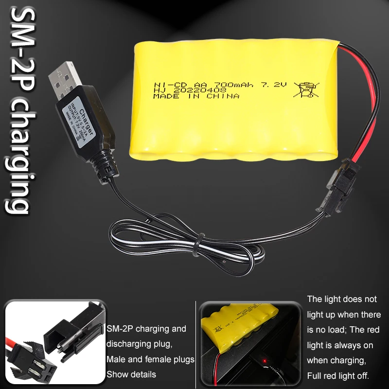 Factory rc 7.2V 700mAh Nicd rechargeable cell pack kids toy truck small children vehicle toys usb aa battery