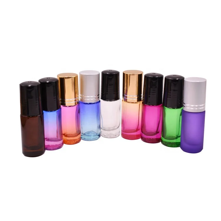 2024 new products high quality various color essential oil bottle beautiful empty 5ml glass roll on bottle for perfume
