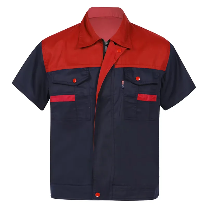 Custom Short Sleeve Lightweight Work Clothes Factory Plumber Mechanic Auto Repairmen Workwear Uniform Poly-cotton Work Shirt