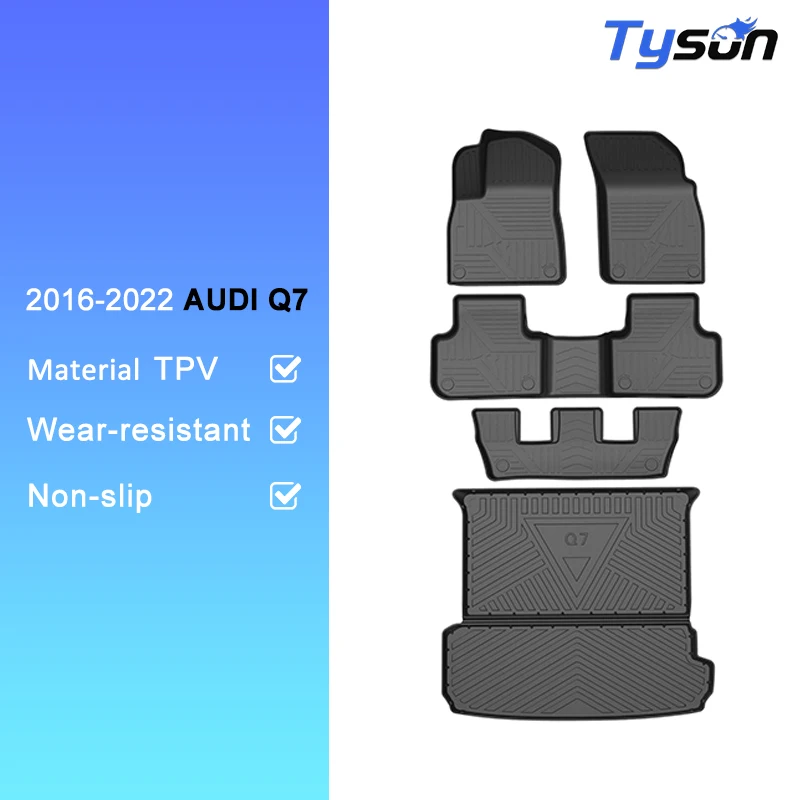 High Quality Auto Accessories Anti Slip Business 7 Seats Rear Cargo Trunk Mat Custom Car Foot Floor Mats for Audi Q7