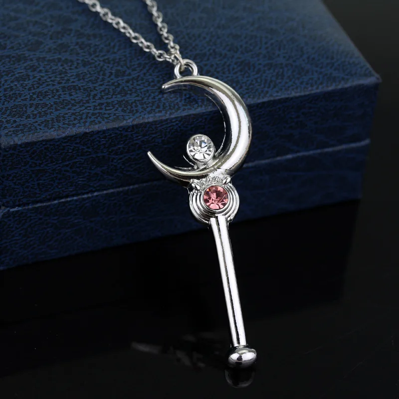 Anime Sailor Moon Hold on star moon truncheon Key chain Alloy  Sailor Moon magic stick necklace
