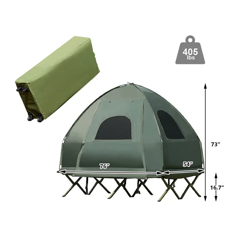 Portable Off-Ground Folding Outdoor Tente-Camping 4 Saison Double Deck Camping Gazebo Tent With Bed
