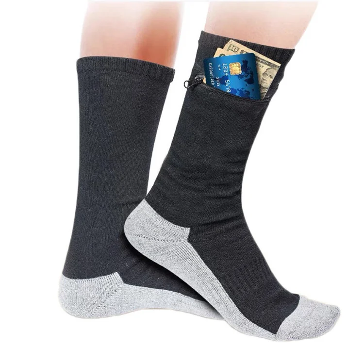Security Pocket on socks sox for sale pocket zippered compartment socks with pocket hold money passport