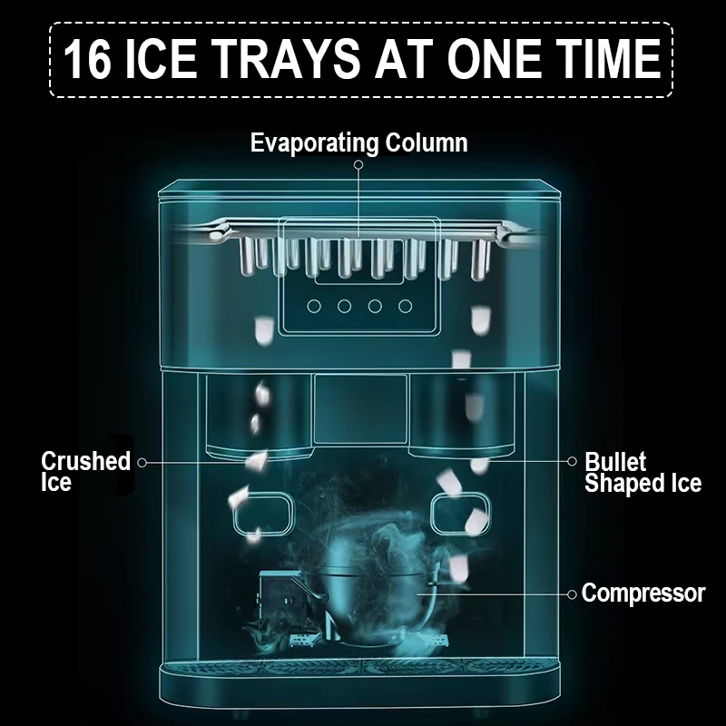 3 in 1 ice makers countertop self-cleaning water dispenser with crushed ice machine 33lbs for home kitchen office