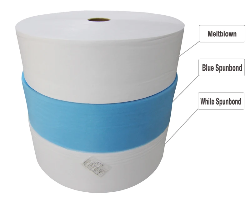 white and blue nonwoven fabric metblown for respirators dust surgical face masks