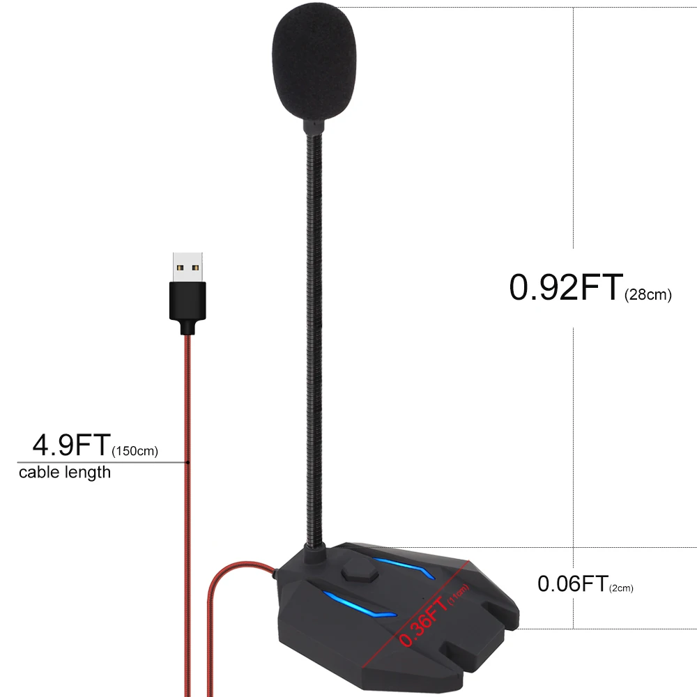 Настольный конденсаторный микрофон с подставкой и Usb-портом