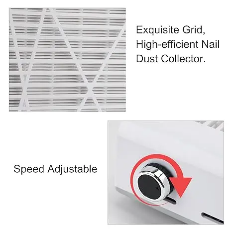 80W 4colors 8 Styles   Adjustable Speed Nail Dust Collector and 2 Pcs  Filters   for Dust Absorption