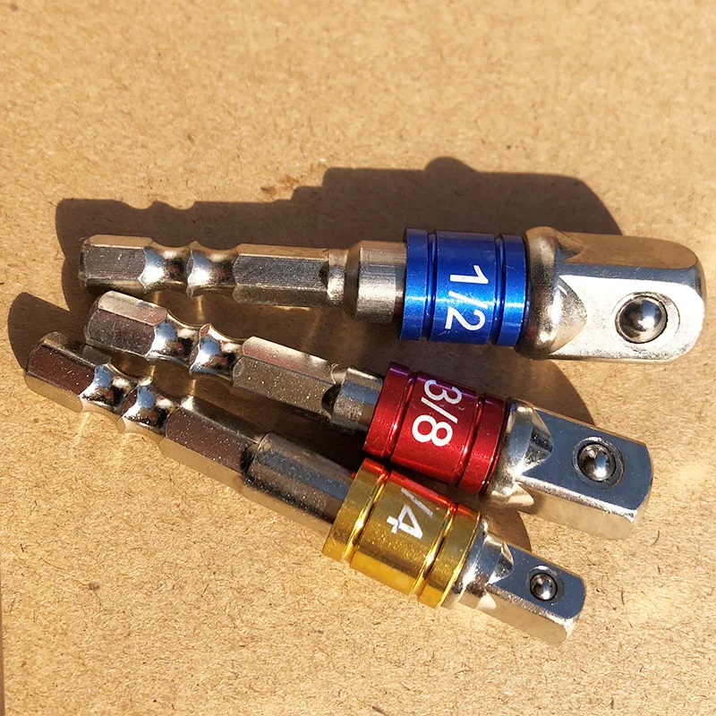 Yunbei 3pcs colorful connecting rod AD with bead hexagonal shank connecting rod 1/2 1/4 3/8 electric drill socket connecting rod