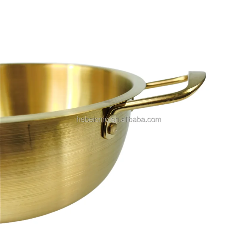 Professional Exporters Golden Stainless Steel Cookware Seafood Noodles Korean Ramen Soup Stock Pot With Lid